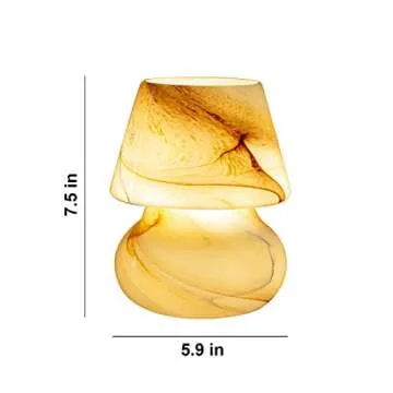 COOSA Mushroom Lamp, Stepless Dimmable Glass Bedside Table Lamp,Desert Swirl Small Nightstand Desk lamp for Home Decor, Study, Living, Bedroom, Gift(Warm Light Bulb Included)