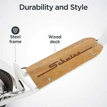 Schwinn Shuffle Adult Scooter, 26-Inch Front Wheel, 20-Inch Rear Wheel, Alloy Linear Pull Brakes, Steel Frame, White