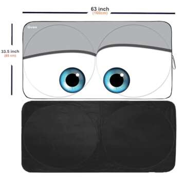 Gven Windshield Sun Shade, 2024 Car Sun Shade for Front Windshield Funny Car Eyes Sunshades Sun Viso...