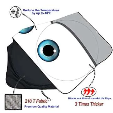 Gven Windshield Sun Shade, 2024 Car Sun Shade for Front Windshield Funny Car Eyes Sunshades Sun Visor Protector Blocks UV Rays Foldable 210T Keep Your Vehicle Cool