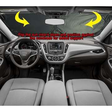 Gven Windshield Sun Shade, 2024 Car Sun Shade for Front Windshield Funny Car Eyes Sunshades Sun Visor Protector Blocks UV Rays Foldable 210T Keep Your Vehicle Cool