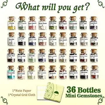 AMill 36 Bottles Nature Crystal Chips for Witchcraft & Healing