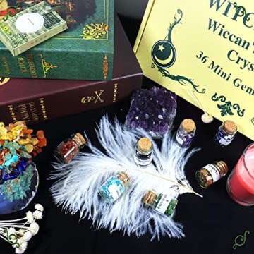 AMill 36 Bottles Nature Crystal Chips for Witchcraft & Healing