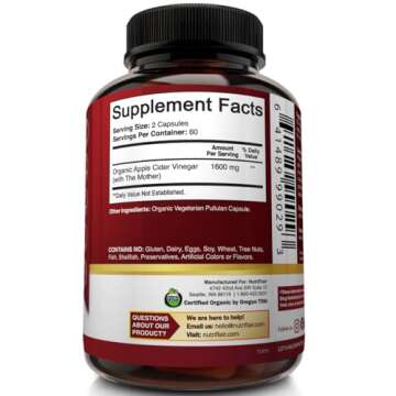 Apple Cider Vinegar Capsules with The Mother - 120 Vegan ACV Pills - Best Supplement for Healthy Wei...