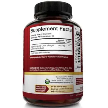 Apple Cider Vinegar Capsules with The Mother - 120 Vegan ACV Pills - Best Supplement for Healthy Wei...
