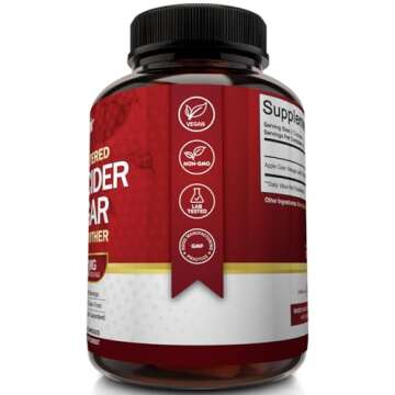 Apple Cider Vinegar Capsules with The Mother - 120 Vegan ACV Pills - Best Supplement for Healthy Weight Loss, Diet, Keto, Digestion, Detox, Immune - Powerful Cleanser & Appetite Suppressant Non-GMO