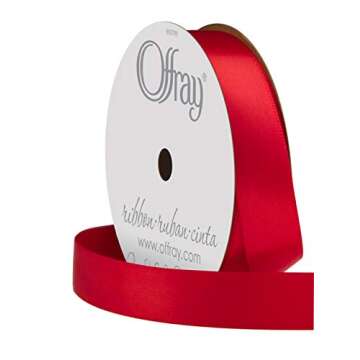 Berwick 062050 5/8" Wide Single Face Satin Ribbon - Red - 6 Yds