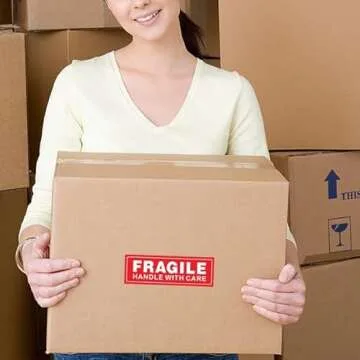 FirstZi 1x3 Inches Fragile Packaging Stickers - Handle with Care - Shipping Warning Labels for Moving Valuables, 1000 Labels per Roll