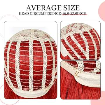 Probeauty Mermaid Wig Long Red Curly Body Wave Wig Halloween Cosplay Costume Wigs for Women+Wig Cap