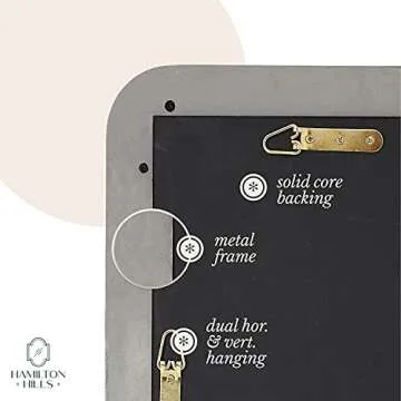 Hamilton Hills 24x36-Inch Metal Gold Frame Mirror for Bathroom - Brushed Rectangular Rounded Corner Vanity, 2" Deep Set Design, Floating Mirror - Wall-Mounted Mirrors for Horizontal/Vertical Hanging