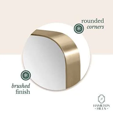 Hamilton Hills 24x36-Inch Metal Gold Frame Mirror for Bathroom - Brushed Rectangular Rounded Corner Vanity, 2" Deep Set Design, Floating Mirror - Wall-Mounted Mirrors for Horizontal/Vertical Hanging