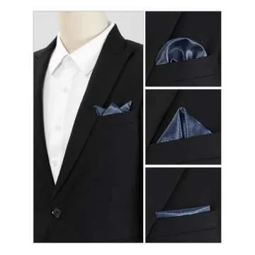 Allegra K Men's Pocket Squares Handkerchiefs Solid Color for Wedding Party One Size Navy blue