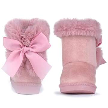 FANTURE Toddler Snow Boots for Girls Boys Winter Warm Fur Lined Kids Non Slip Outdoor Shoes (Toddler/Little Kid) U421ELTX04-Pink-23