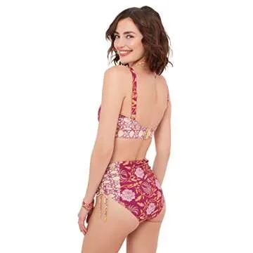 Joe Browns Women's Mix and Match Boho V Neck Crochet Detail Bikini Top, Pink, 4