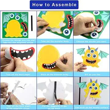 Halloween Crafts for Kids Foam Magnet Monster Sticker for Refrigerator 12 Pack