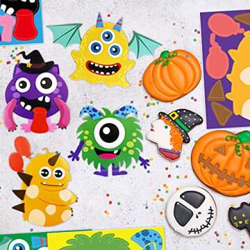 Halloween Crafts for Kids Foam Magnet Monster Sticker for Refrigerator 12 Pack