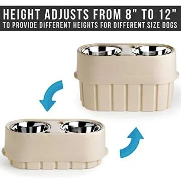 Store-N-Feed Adjustable Raised Dog Bowl, Feeder & Food Storage Containers Large Bowl Stand Adjusts from 8" to 12" (Dog Food Container, Unique Water Dispenser)