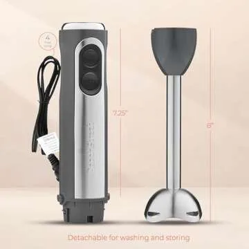Powerful Immersion Blender 500 Watt with Turbo Mode