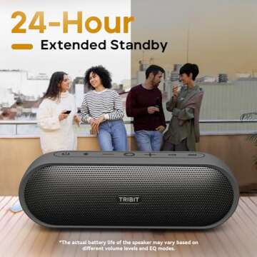 Tribit Portable Bluetooth Speaker XSound Plus 2, Wireless Speaker 30W with XBass, IPX7 Waterproof, 24-Hour Playtime, Stereo Sound, Built-in Mic, Bluetooth 5.3 Speaker for Party, Car, Travel