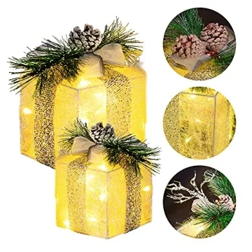 Hourleey Christmas Lighted Gift Boxes - Set of 3 Decoration
