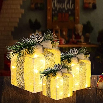 Hourleey Christmas Lighted Gift Boxes - Set of 3 Decoration