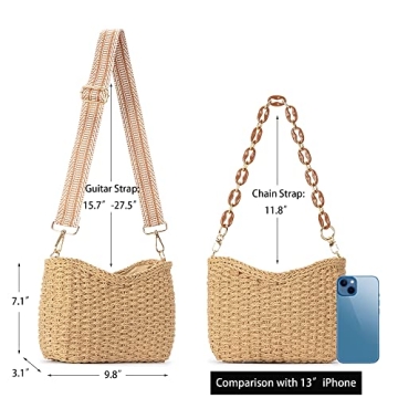 Herald Woven Straw Crossbody Bag with Removable Straps