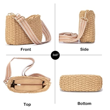 Herald Woven Straw Crossbody Bag with Removable Straps