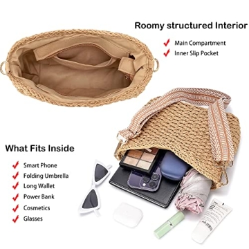 Herald Woven Straw Crossbody Bag with Removable Straps