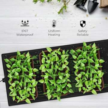 BN-LINK Seedling Heat Mat 10" x 20.75" Warm Hydroponic Heating Pad Waterproof for Seed Starting Greenhouse and Germination