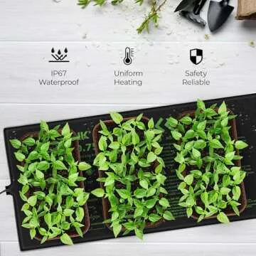 BN-LINK Seedling Heat Mat 10" x 20.75" Warm Hydroponic Heating Pad Waterproof for Seed Starting Greenhouse and Germination