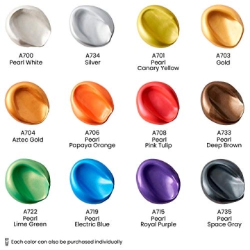 ARTEZA Metallic Acrylic Paint Set - 12 Vibrant Colors