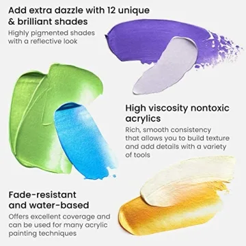 ARTEZA Metallic Acrylic Paint Set - 12 Vibrant Colors