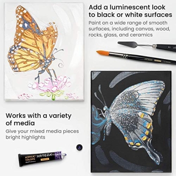 ARTEZA Metallic Acrylic Paint Set - 12 Vibrant Colors