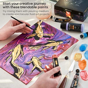 ARTEZA Metallic Acrylic Paint Set - 12 Vibrant Colors