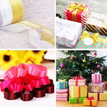 20 Colors Satin Ribbon Set - 18 Fabric Rolls & 2 Glitter Rolls for Crafts