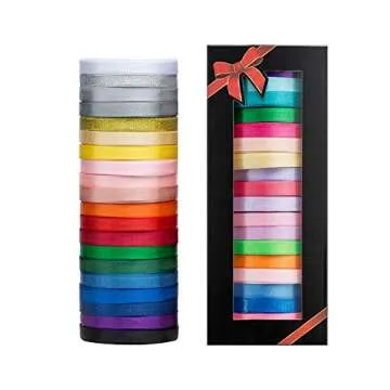 Vibrant 20 Color Satin Ribbon Set - Perfect for Crafts