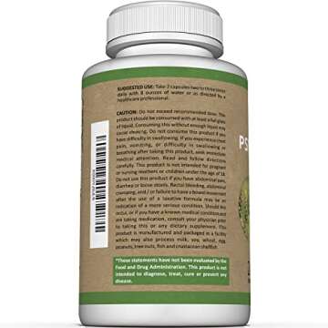 Premium Psyllium Husk Fiber Supplement 1450mg, 240 Capsules