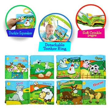 Baby Toy Gift Set - sensory toys Crinkle Baby Book & Ball Teether & Educational Soft Toys, Infant Ne...