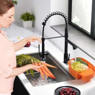 Fapully Black Kitchen Faucet - Commercial Pull Down Kitchen Sink Faucet with Sprayer