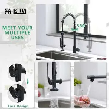 Fapully Black Kitchen Faucet - Durable Pull Down Design