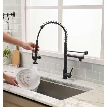 Fapully Black Kitchen Faucet - Durable Pull Down Design