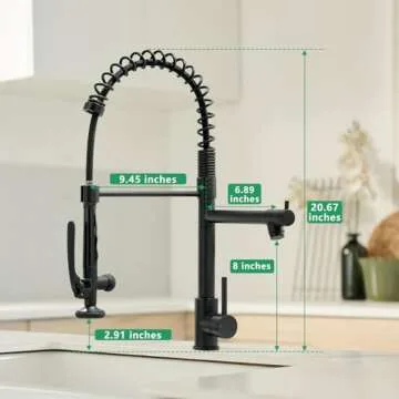 Fapully Black Kitchen Faucet - Durable Pull Down Design