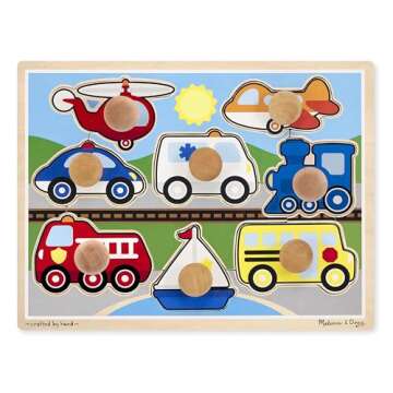 Melissa & Doug Vehicles Jumbo Knob Wooden Puzzle (8 pcs)