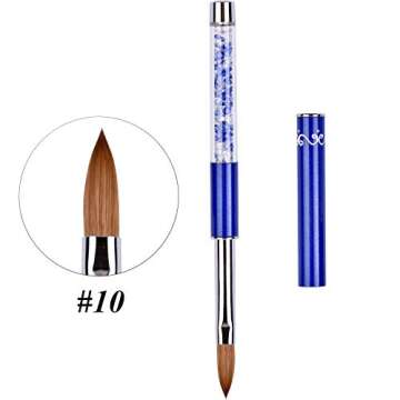 Ycyan 2Pcs Kolinsky Acrylic Nail Brush Set Rainbow Handle 3D Nail Art Brushes Size 2 & 4 (Blue-10)