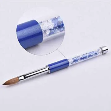 Ycyan 2Pcs Kolinsky Acrylic Nail Brush Set Rainbow Handle 3D Nail Art Brushes Size 2 & 4 (Blue-10)