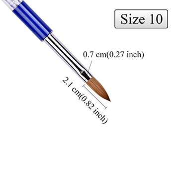 Ycyan 2Pcs Kolinsky Acrylic Nail Brush Set Rainbow Handle 3D Nail Art Brushes Size 2 & 4 (Blue-10)