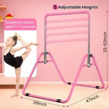 WATBKHE Kids Gymnastics Bar Gymnastic Equipment for Home Adjustable Height Gymnastic Training Bar Gy...