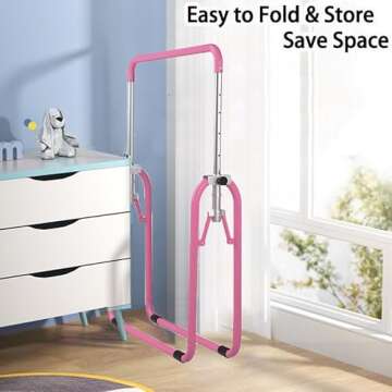 WATBKHE Kids Gymnastics Bar Gymnastic Equipment for Home Adjustable Height Gymnastic Training Bar Gymnastic Stuff for 3-7 Years Old Girls (Pink-S)