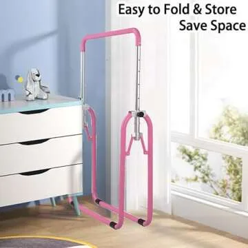 WATBKHE Kids Gymnastics Bar Gymnastic Equipment for Home Adjustable Height Gymnastic Training Bar Gymnastic Stuff for 3-7 Years Old Girls (Pink-S)