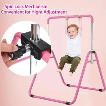 WATBKHE Kids Gymnastics Bar Gymnastic Equipment for Home Adjustable Height Gymnastic Training Bar Gymnastic Stuff for 3-7 Years Old Girls (Pink-S)